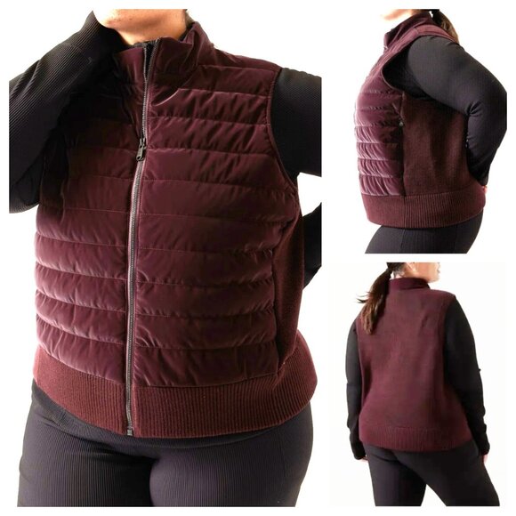 ATHLETA Hanover Hybrid Puffer Vest Plus Size 3X Cabernet Wine Merino Wool Blend - Picture 1 of 12